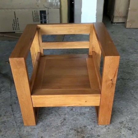 Square Oak : Ghế Sofa Đơn Gỗ Sồi Kèm Nệm